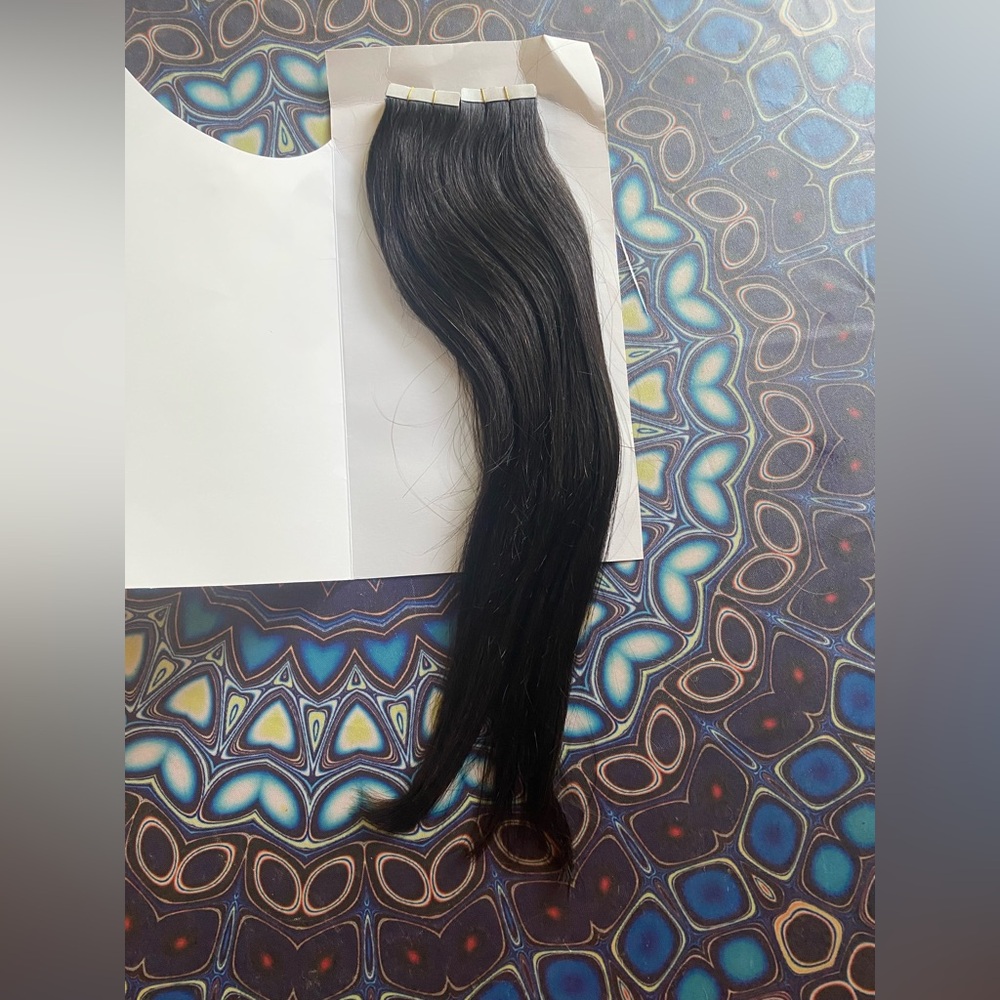 HUMAN HAIR Black Tape In Extensions 16in 50g